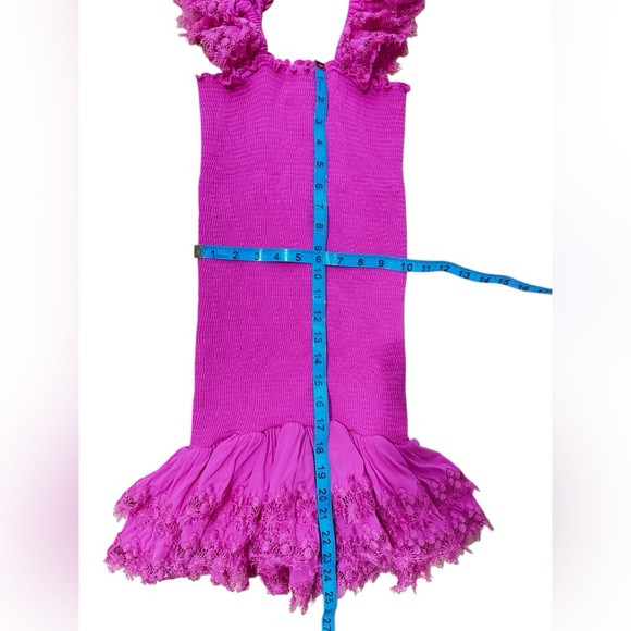 Peixoto 100% Rayon Fuchsia Lace Detail Top short Dress Size Medium. J-29 - Picture 16 of 16